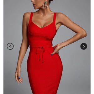 Red bandage bodycon dress